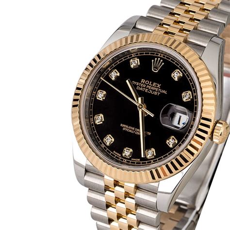 rolex datejust gold and silver diamond|rolex datejust 41mm diamond bezel.